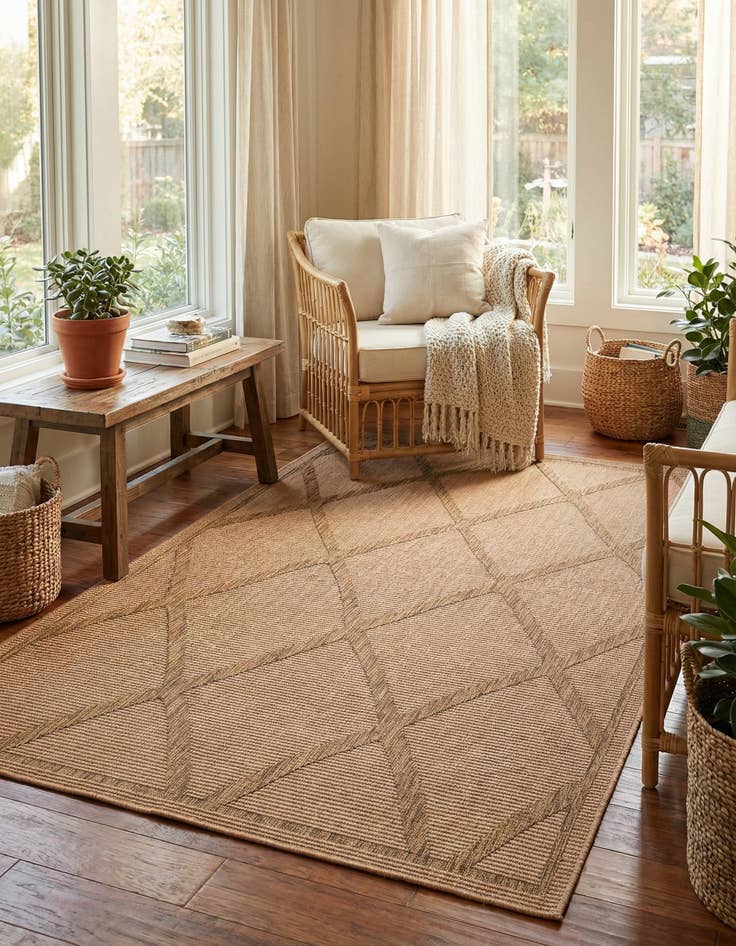 Detail image of 5' x 8' Washable Lattice Indoor / Outdoor Rug