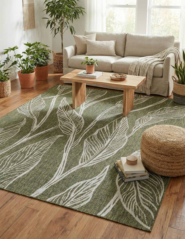 Detail image of 7' 10 x 10' Washable Botanical Indoor / Outdoor Rug