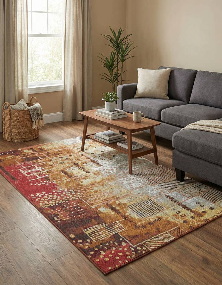 Detail image of 5' 3 x 8' Washable Modern Indoor / Outdoor Rug