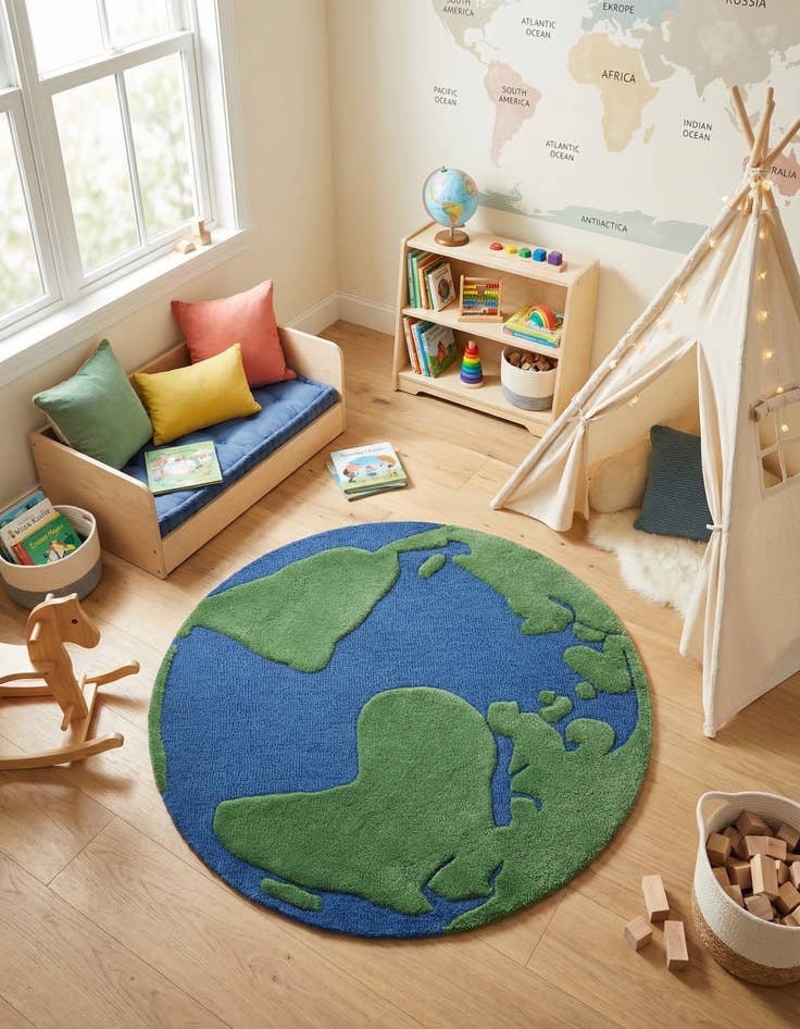 Detail image of 3' 1 x 3' 1 Playtime Kids Wool Freeform Rug