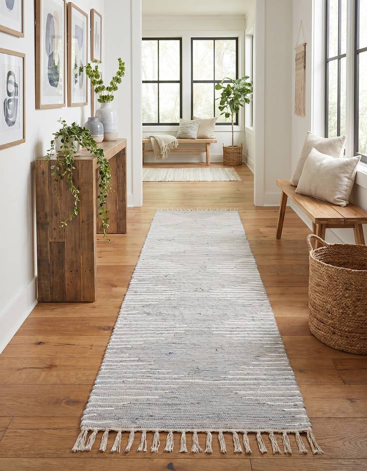 Detail image of 2' 7 x 13' 1 Hand Woven Chindi Cotton Runner Rug