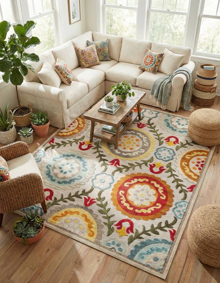 Detail image of 10' x 10' Washable Casablanca Indoor / Outdoor Square Rug