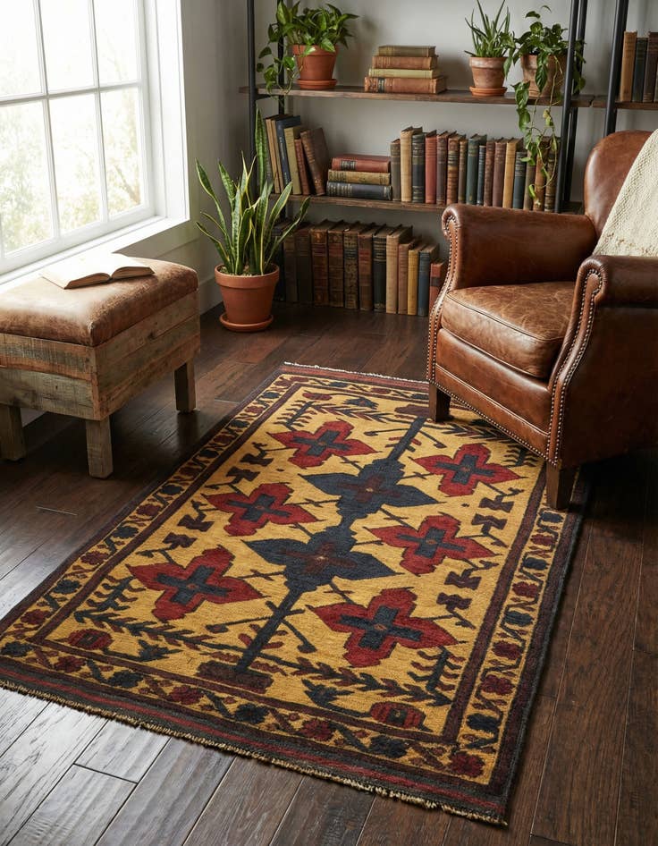 Detail image of 3' 1 x 5' Hand Knotted Sumak Wool Rug