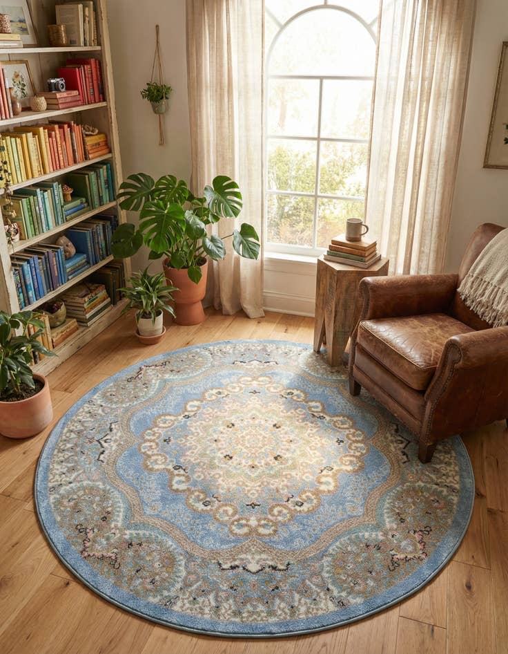 Detail image of 5' 3 x 5' 3 Kamala Washable Round Rug