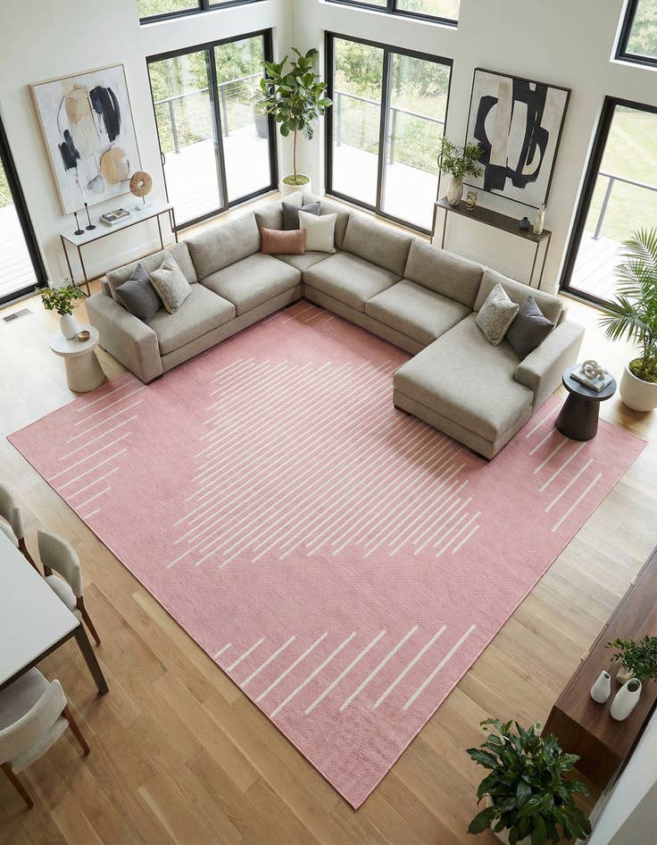 Detail image of 13' x 13'  Washable Modern Indoor / Outdoor Square Rug
