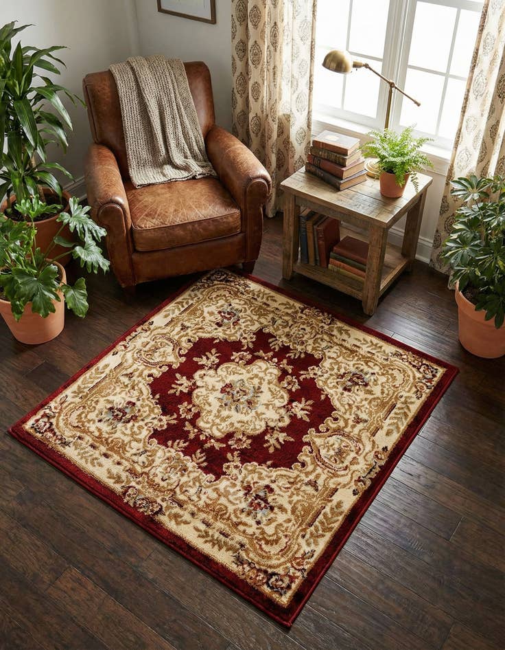 Detail image of 3' x 3' Classic Aubusson Square Rug