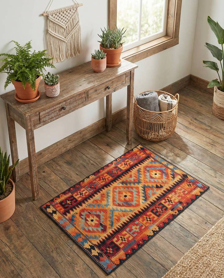 Detail image of 2' x 3' Easy-Clean Tribal Indoor / Outdoor Rug