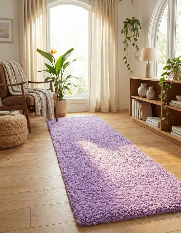 Detail image of 2' 7 x 10' Solid Shag Runner Rug