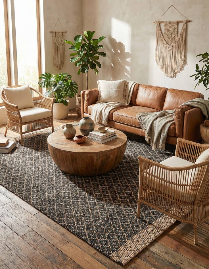 Detail image of  9' x 12'  Hand Woven Chindi Trellis Rug