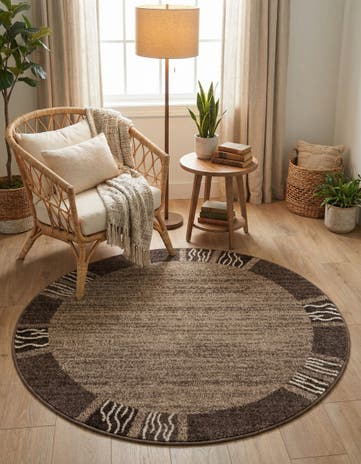 Dark Beige Angelica Round Rug