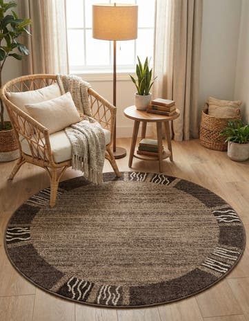 Dark Beige Angelica Round Rug