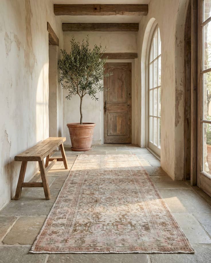Detail image of 3' 7 x 8' 10 Hand Knotted Ultra Vintage Persian Wool Runner Rug