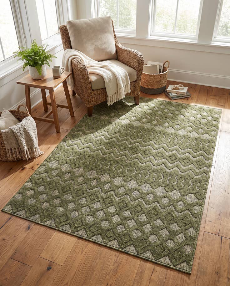 Detail image of 4' x 6' Easy-Clean Trellis Textured Indoor / Outdoor Rug