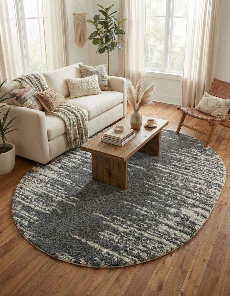 Detail image of 7' 10 x 9' 10 Serenity Shag Oval Rug