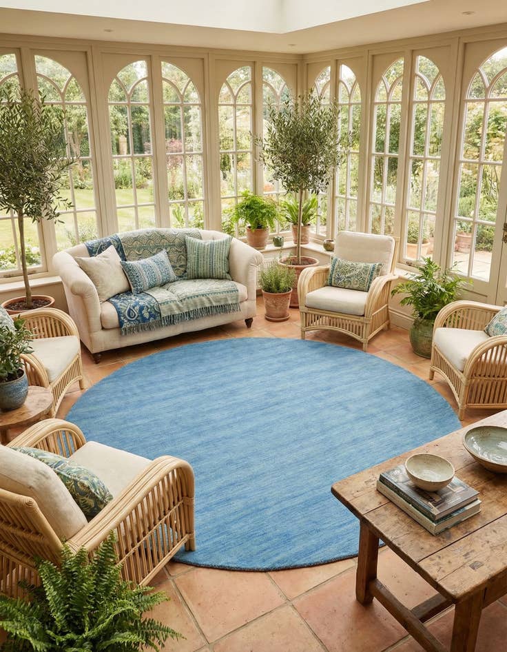 Detail image of 9' 10 x 9' 10 Hand Knotted Solid Gabbeh Wool Round Rug