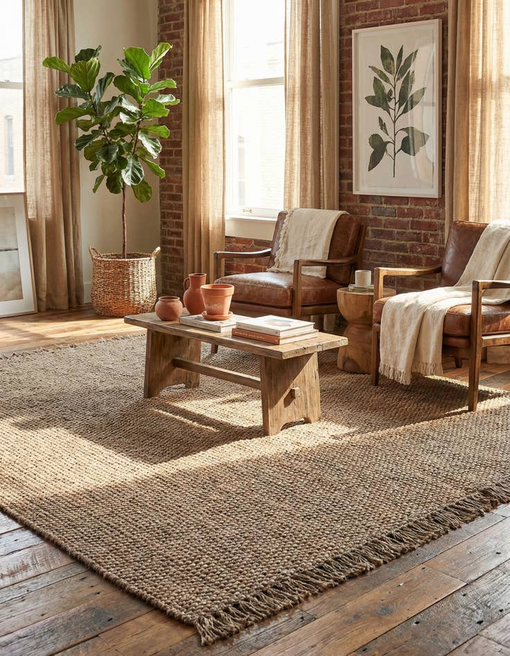 Detail image of 10' x 10'  Hand Woven Chunky Jute Square Rug