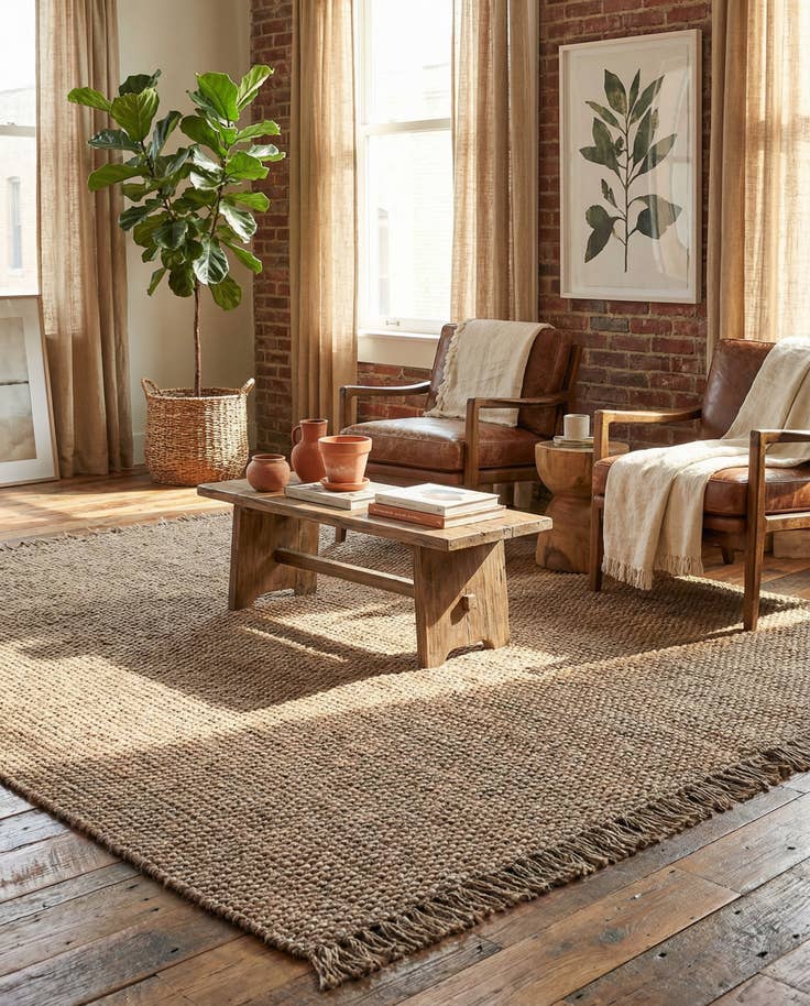 Detail image of 10' x 10' Hand Woven Chunky Jute Square Rug
