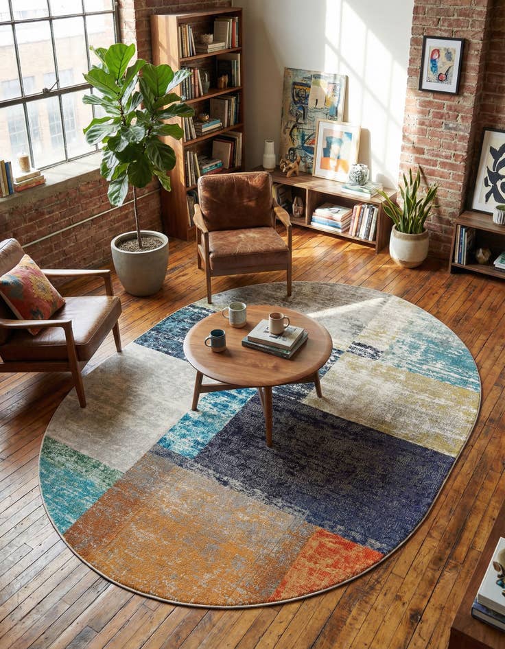 Detail image of 7' 10 x 10' Washable Vivid Oval Rug