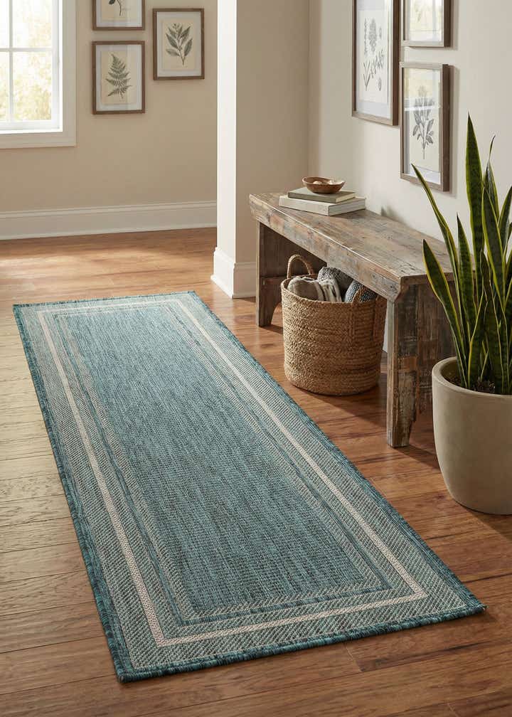 2' x 6' Easy-Clean Border Indoor / Outdoor Runner Rug