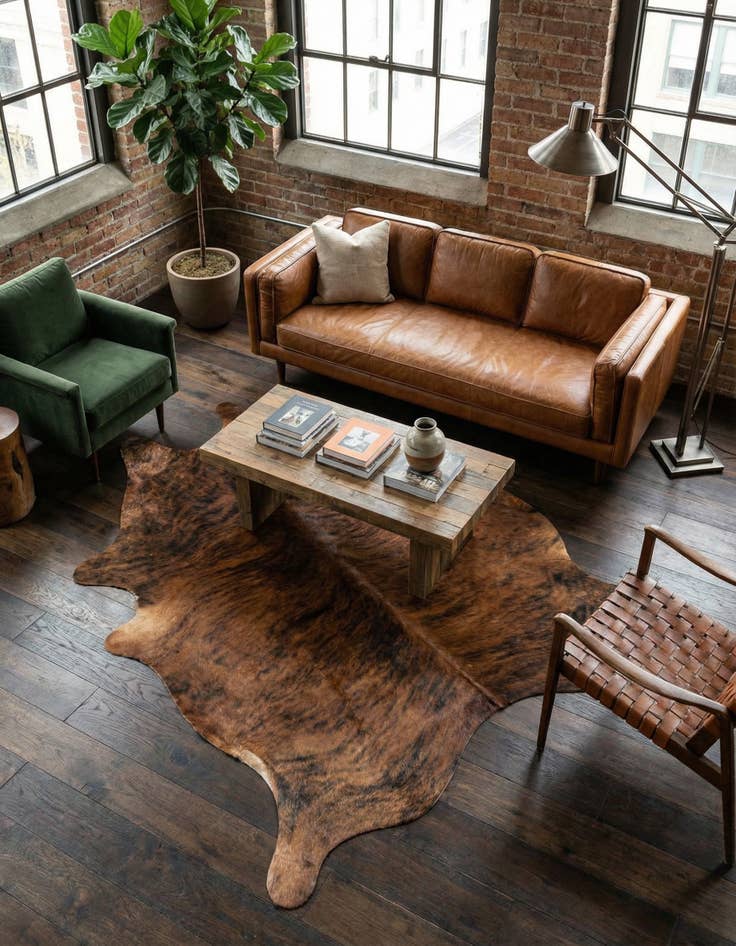 Detail image of 5' 11 x 7' 1 Cowhide Leather Rug