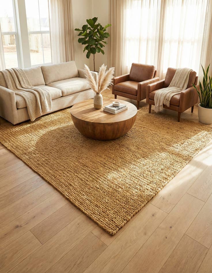 Detail image of 8' x 8'  Hand Braided Jute Square Rug