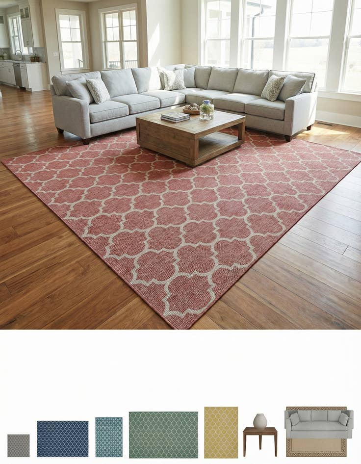 Detail image of 13' x 13' Washable Lattice Indoor / Outdoor Square Rug