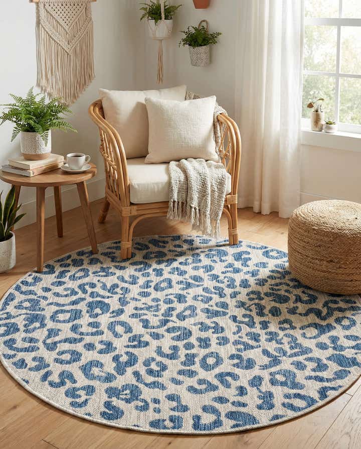 4' x 4' Easy-Clean Safari Indoor / Outdoor Round Rug