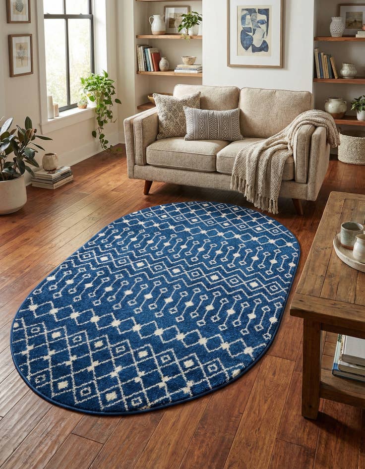 Detail image of 4' x 6' Moroccan Trellis Oval Rug