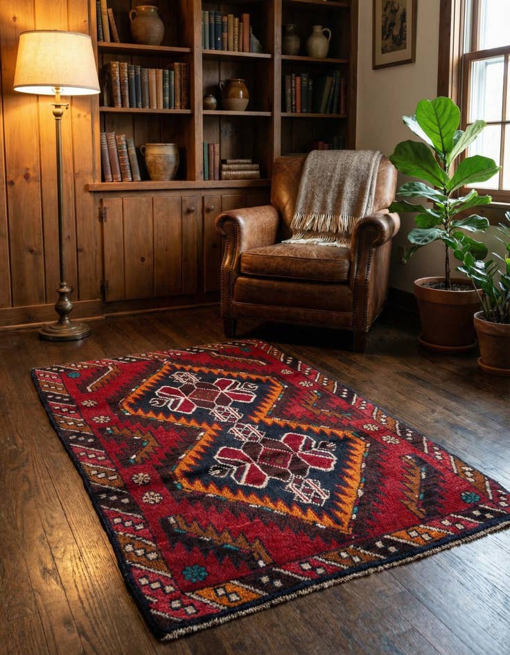 Detail image of 3' x 4' 7 Hand Knotted Balouch Persian Wool Rug