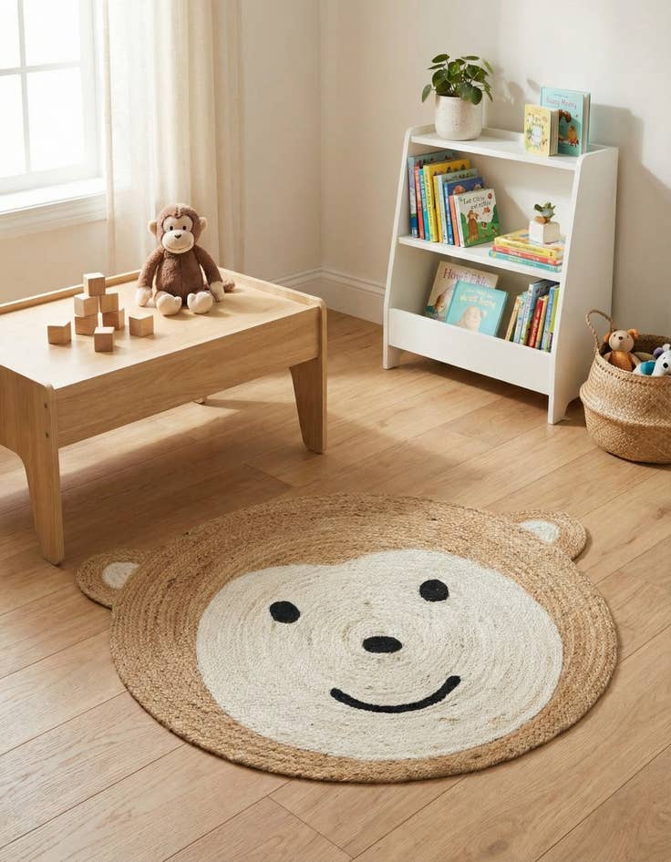 Detail image of 3' 1 x 3' 1  Hand Braided Kids Braided Jute Round Rug