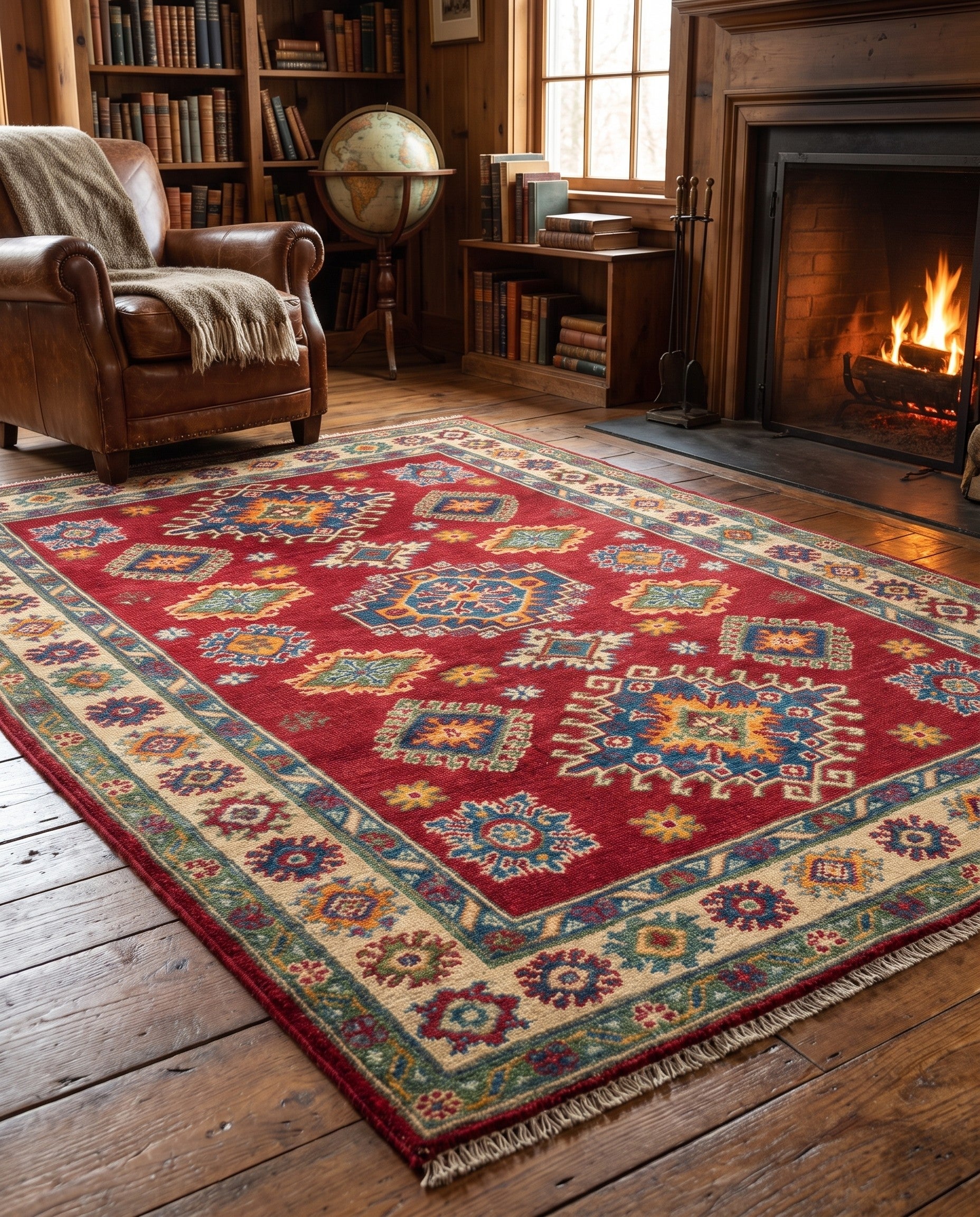 Detail image 3 of 10: 4' x 5' 11 Hand Knotted Kazak Rug
