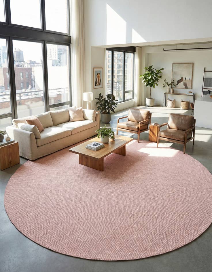 Detail image of 10' x 10'  Hand Woven Geo Trellis Flatweave Round Rug