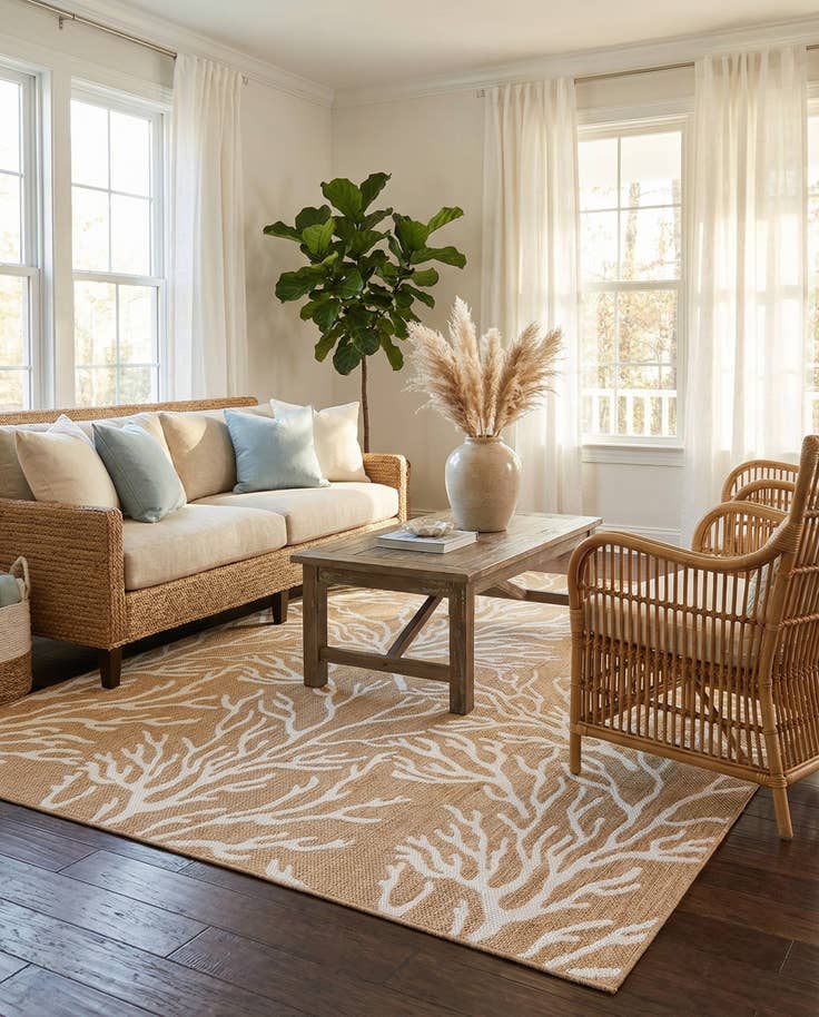Detail image of 7' 10 x 10' Easy-Clean Coastal Indoor / Outdoor Rug