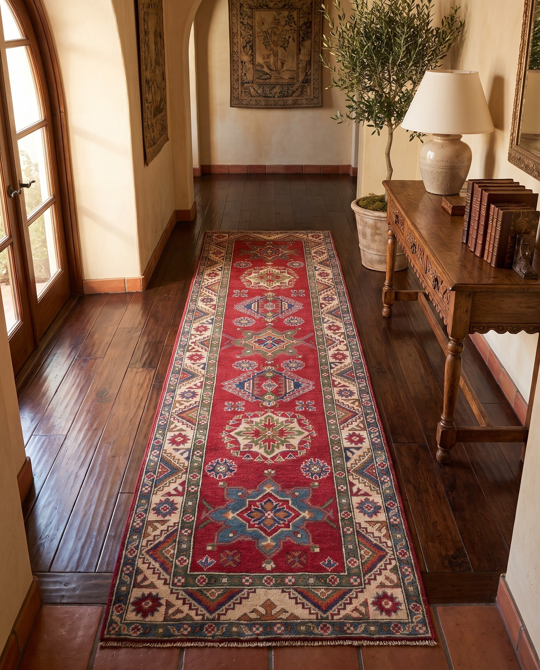 2' 9 x 9' 11 Hand Knotted Kazak Runner Rug
