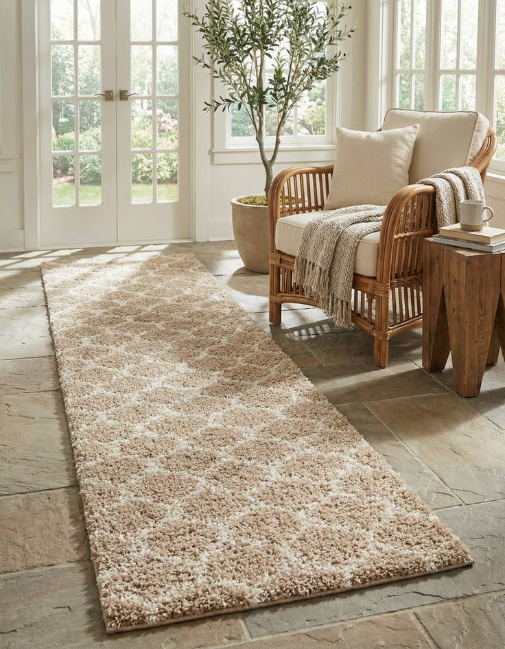 Detail image of  2' 7 x 12' Lattice Shag Runner Rug