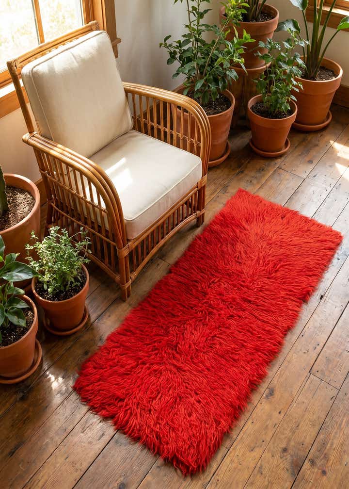 1' 7 x 4' 2 Hand Knotted Moroccan Wool Runner Rug