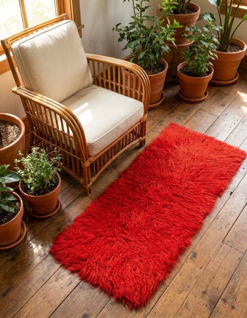 1' 7 x 4' 2 Hand Knotted Moroccan Wool Runner Rug