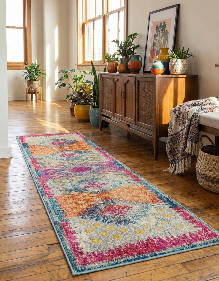 Detail image of 2' x 6' 9 Washable Carnevale Runner Rug