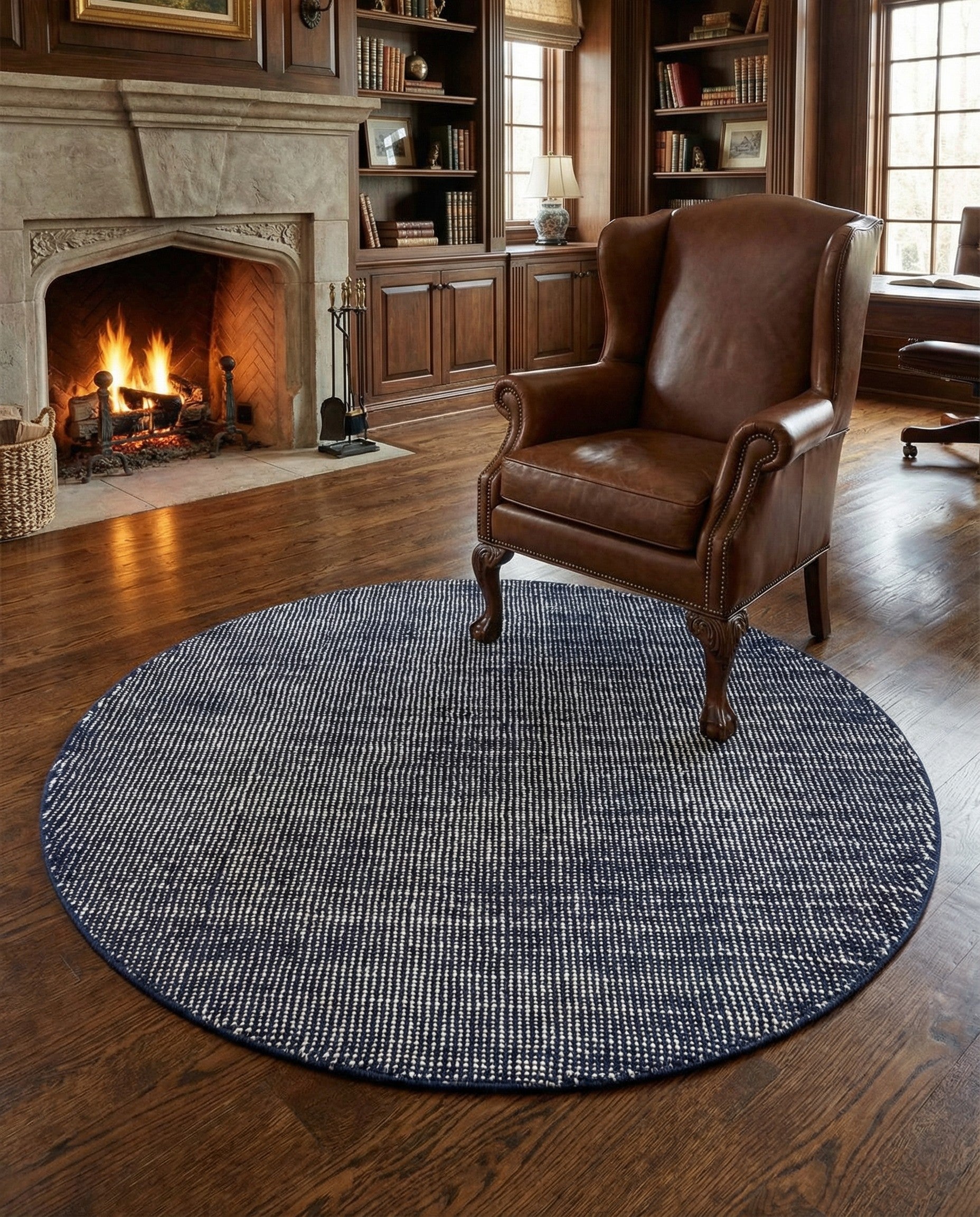 5' 3 x 5' 3 Hand Woven Jill Zarin English Manor Farmhouse Wool Round Rug