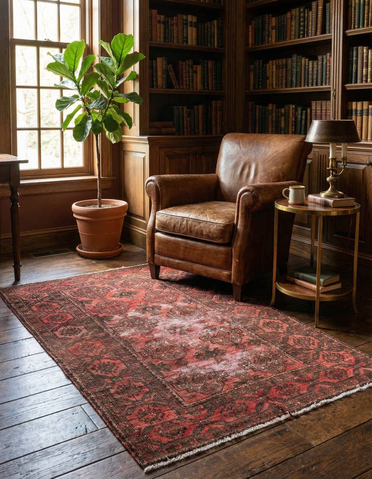 Detail image of 3' 2 x 5' 3 Hand Knotted Ultra Vintage Persian Wool Rug