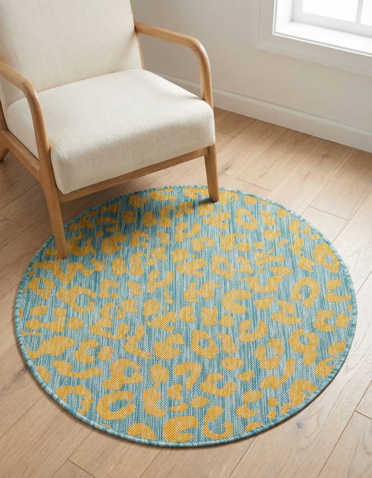 Detail image of 3' x 3' Washable Safari Indoor / Outdoor Round Rug