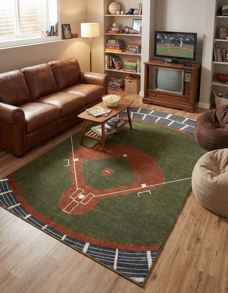 Detail image of 5' 3 x 8' Sports Washable Rug