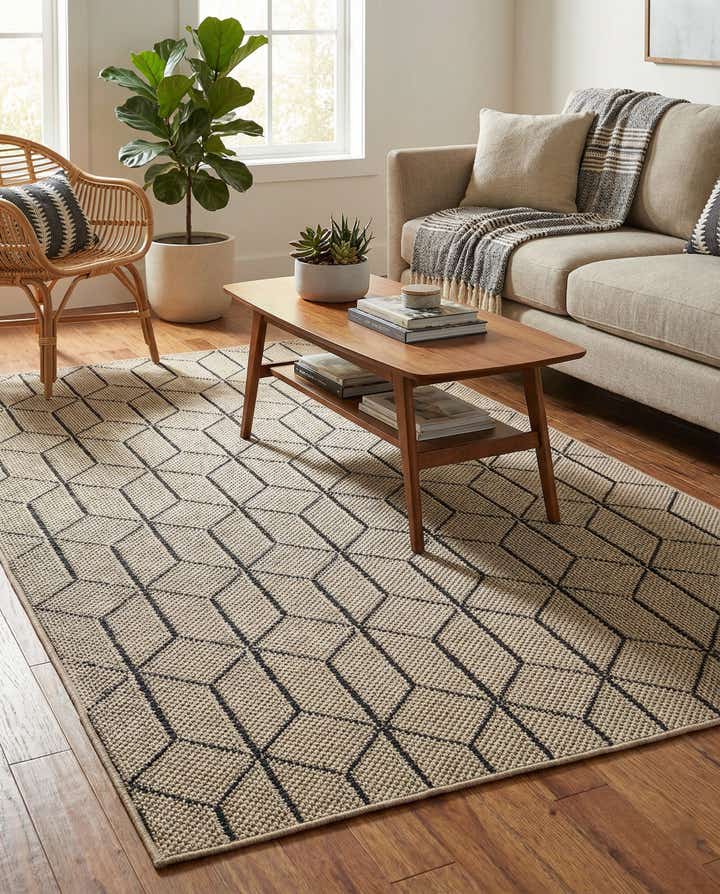 4' 1 x 6' 1 Easy-Clean Lattice Indoor / Outdoor Rug