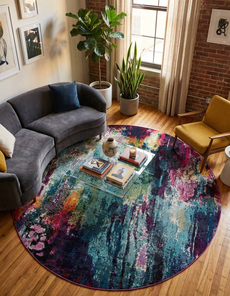 Detail image of 10' x 10' Washable Theia Round Rug