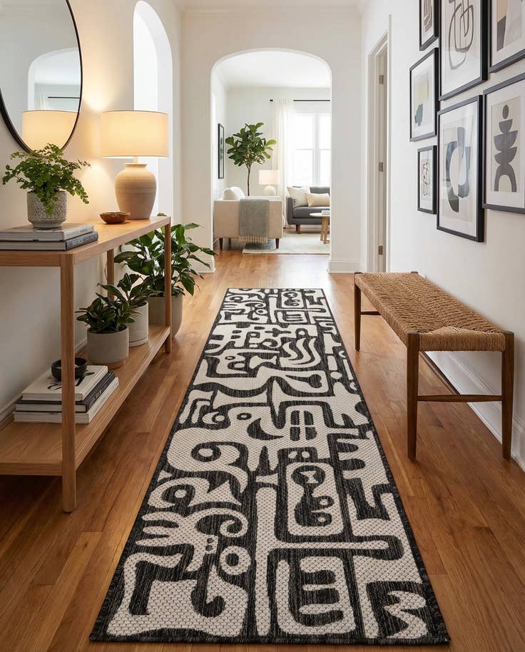 Detail image of 2' x 8' Easy-Clean Modern Indoor / Outdoor Runner Rug