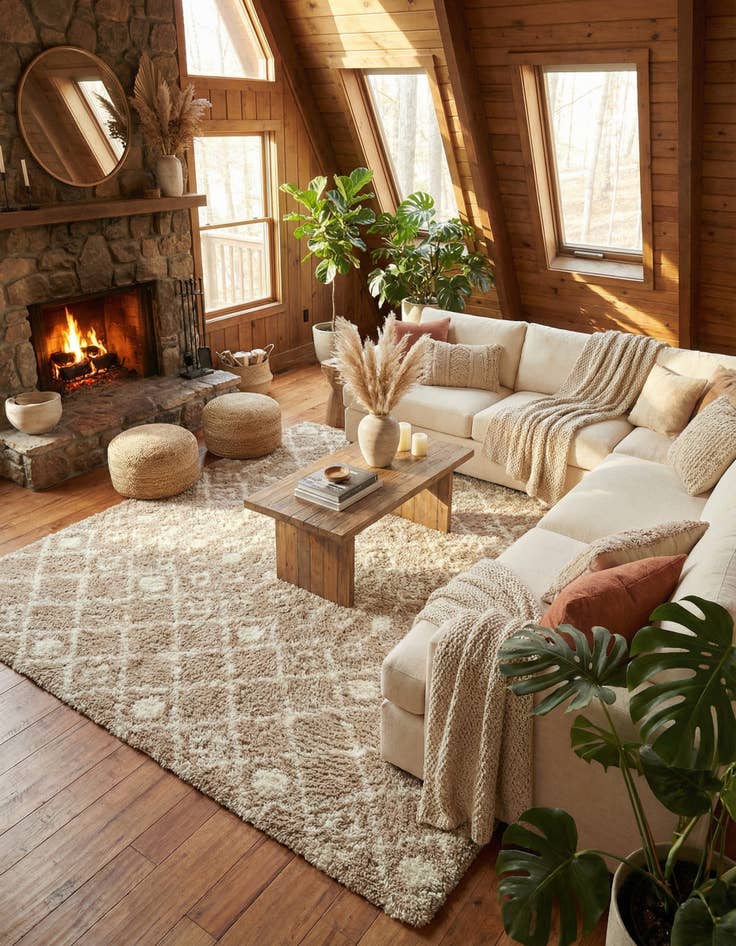 Detail image of 10' x 13' Moroccan Trellis Shag Rug