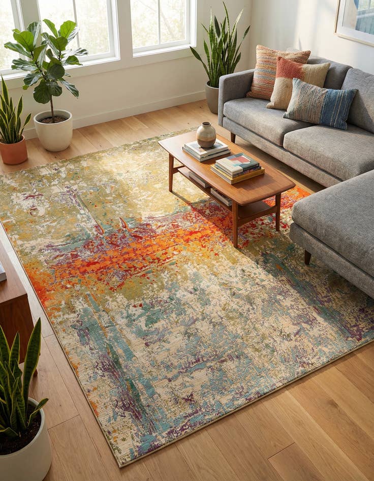 Detail image of 7' 10 x 10' Washable Modern Indoor / Outdoor Rug