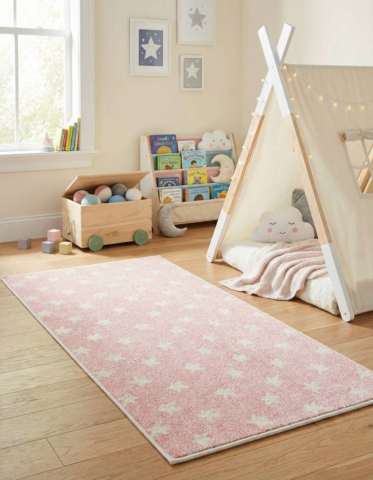 Detail image of 2' 2 x 4' Stars Whimsy Kids Runner Rug