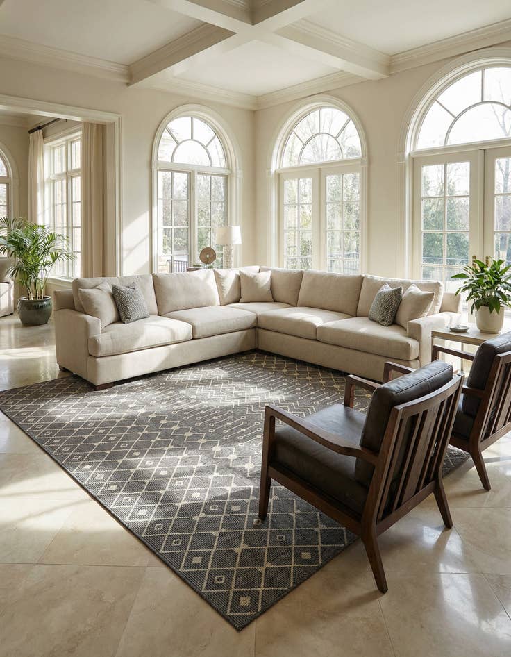 Detail image of 13' x 13'  Washable Trellis Indoor / Outdoor Square Rug