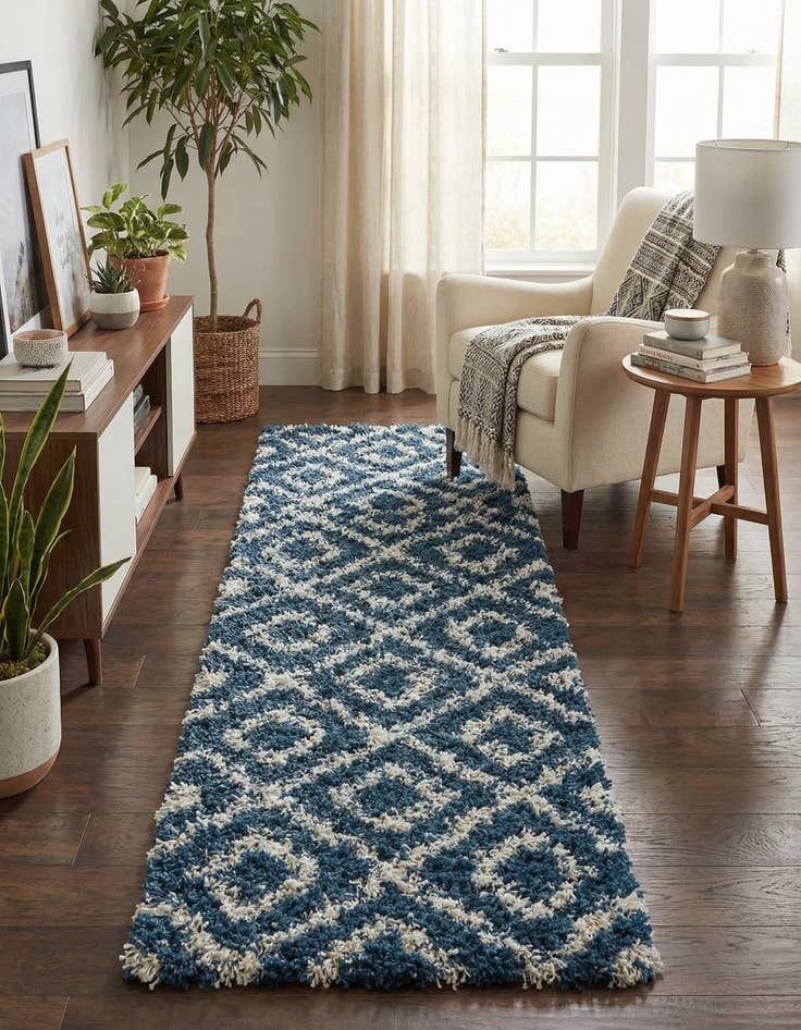 Detail image of 2' x 7' Trellis Shag Runner Rug